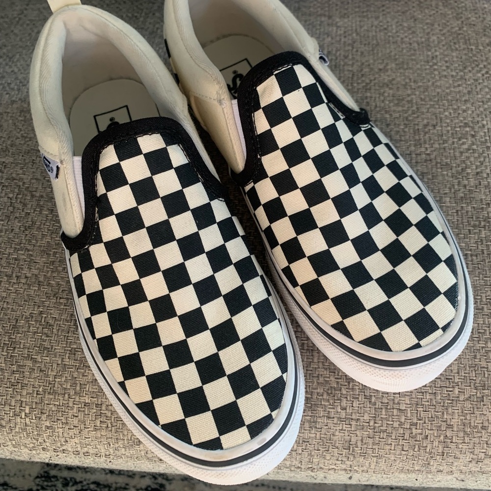 Never worn!! VANS ASHER CHECKBOARD SLIP-ON SNEAKER - KIDS'